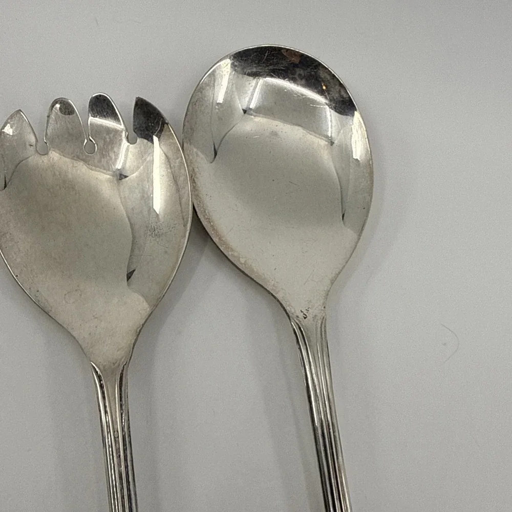 WA Sheffield England Salad‎ Servers Spoon Fork Serving Set Utensils 9.5